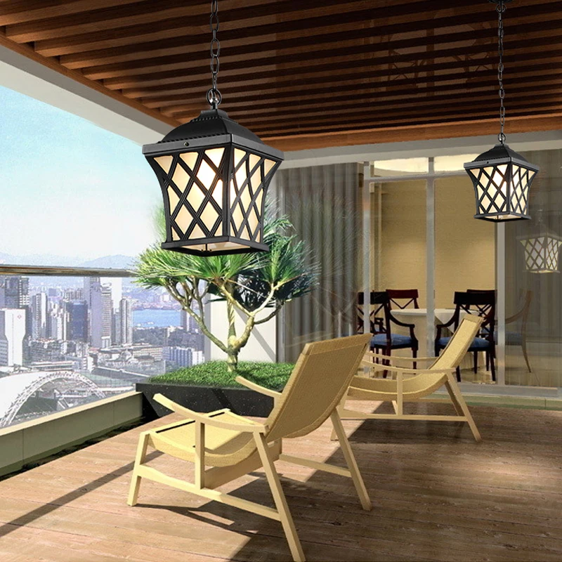 European Retro LED Waterproof Pendant Light Outdoor Village Chandelier Balcony Corridors Lamps  Hang lighting Luminaire