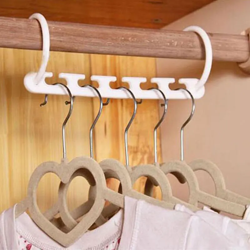 

1/8Pcs Plastic Space Saving Multifunctional Hangers with Magic Hook 5 Hole Clothing Wardrobe Organize Hanger Holder New