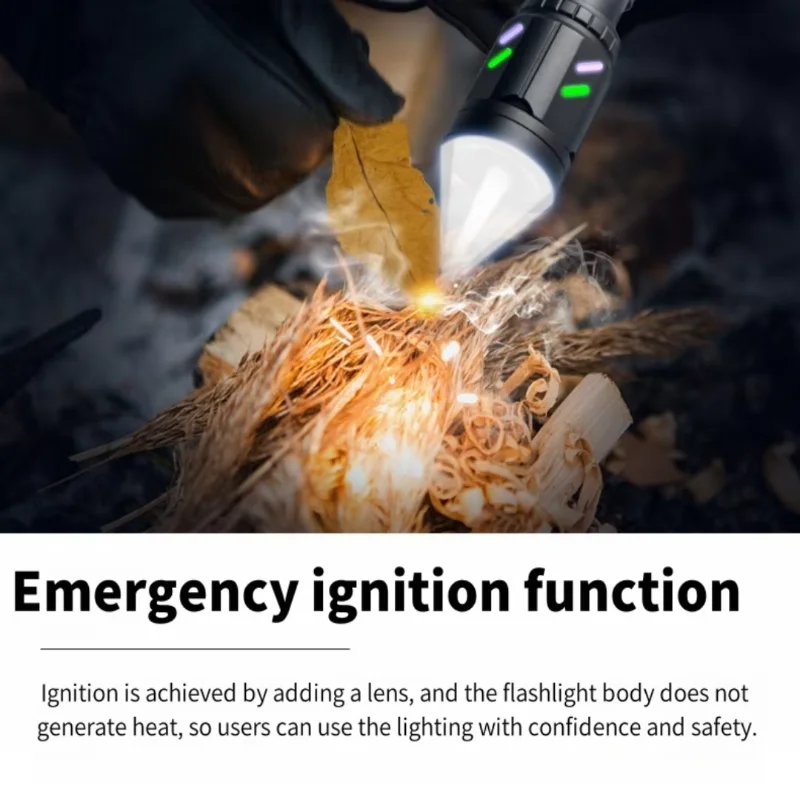 powerful LED white laser flashlight USB rechargeable flashlight with digital zoom function, emergency lantern USB tactical light