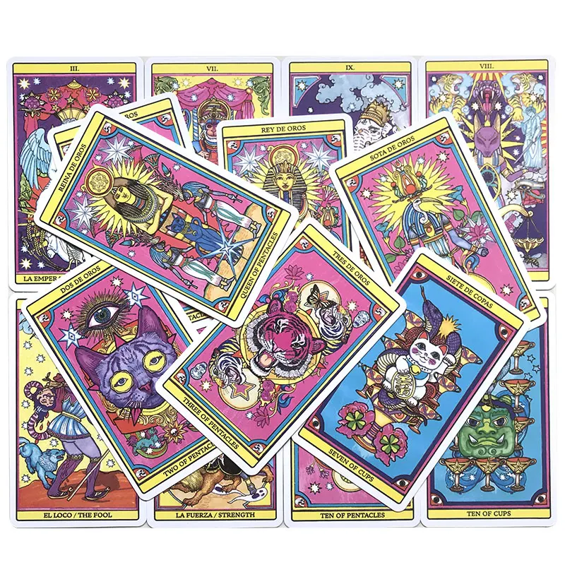 Spanish：Tarot Card Oracle Card Deck Fate Divination Prophecy Card Family Party Game Toy Tarot PDF Guide Spanish Options