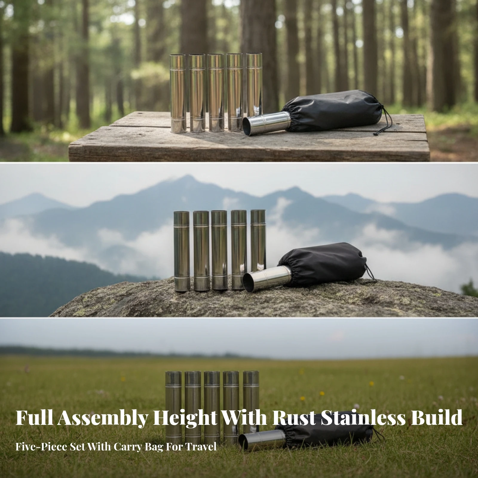 5 Pieces Chimney Pipe with Storage Bag Heat Resistant Straight Heater Pipe Flue Extension Robust for Campers, Camping
