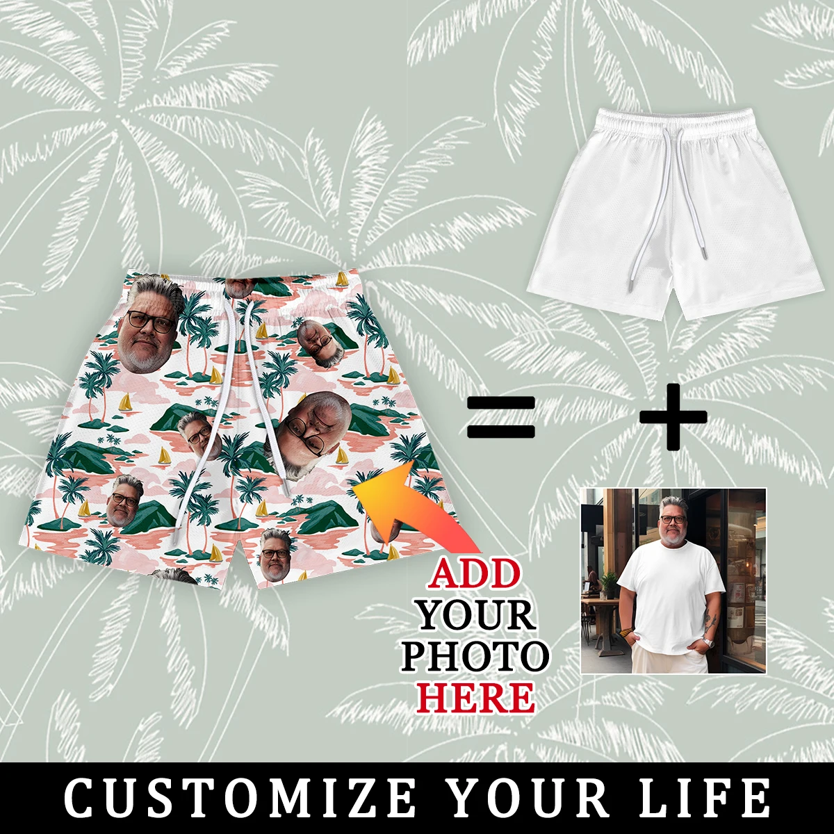 Customized Face Swim Trunks Beach Shorts Personalized Face Seaside Beach Sports Shorts Men Custom Design Pants Summer Surfing