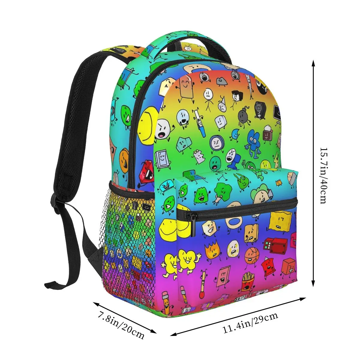 

Рюкзак BFDI с всеми персонажами (Радуга), Лидер продаж, рюкзак большой емкости, детская сумка для книг, школьная сумка, сумки на плечо для мужчин и женщин