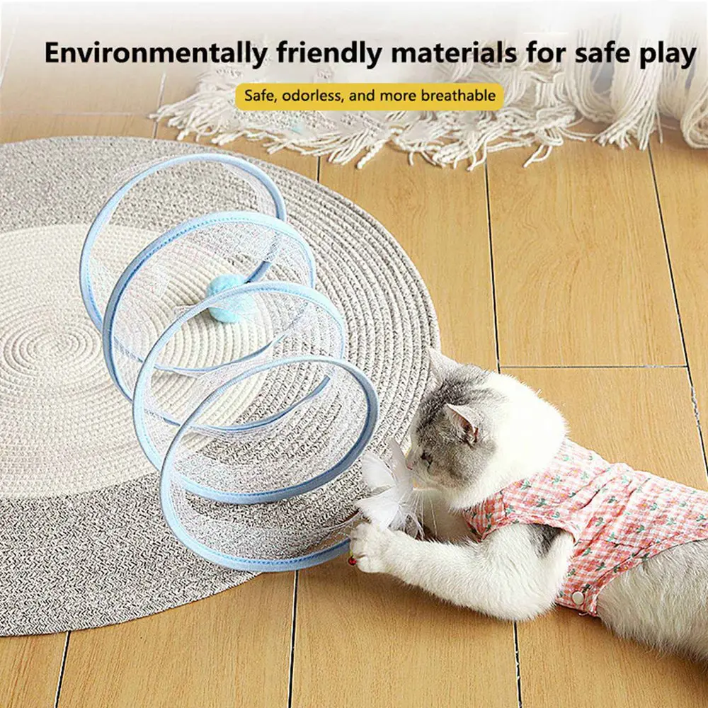 1PC Cat Tunnel For Indoor Cats Collapsible Toy Coil Spiral Colorful Springs Cat Pet Crinkle Tunnels For Indoor Pet Supplies