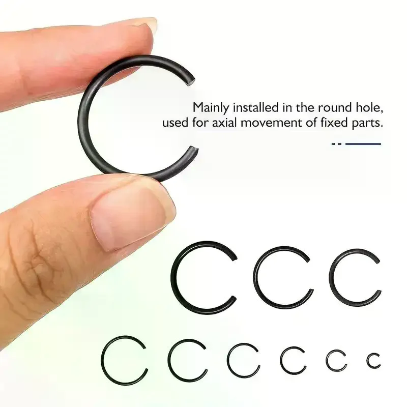 /PFU/Metric 7-30MM Round Wire C-Clips Internal Snap Rings Assortment Kit For Hole Black-Finish Steel Accessories 300PCS