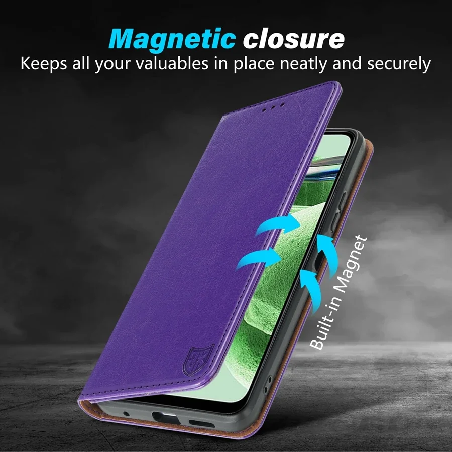 Wallet Skin Friendly Card Slot Magnetic Flip Leather Case For Xiaomi Redmi Note 13 Pro 12S 11 10 9 Pro 8T 7 13C 12 12C 10C 13T