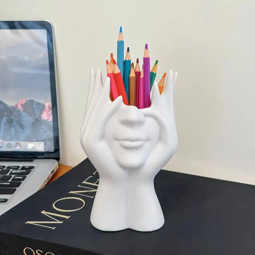 

Vinyl Figure Makeup Brush Holder Multi Functional Decorative Use Office Desk Pen Holder Styling Design Storage Box