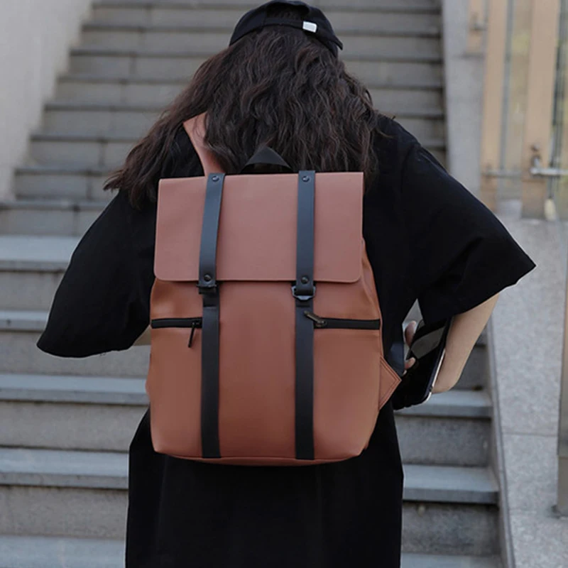 

Men’s Backpacks Woman Bag PU Waterproof 14 Inch Laptop Compartment Bags College Student's School Bag Casual Fashion Backpacks