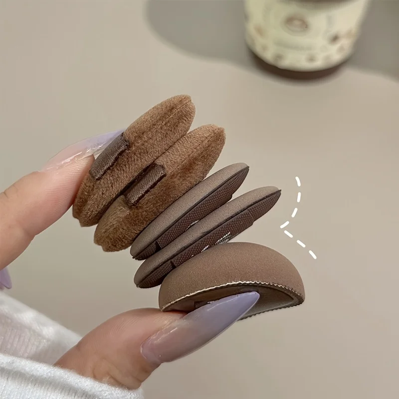 5 Stück Daumen-Make-up-Schwämme mit Mini-Kaffeetasse, tragbare Mischwerkzeuge für flüssige Grundierung, Puder, Rouge, kosmetische Applikatoren