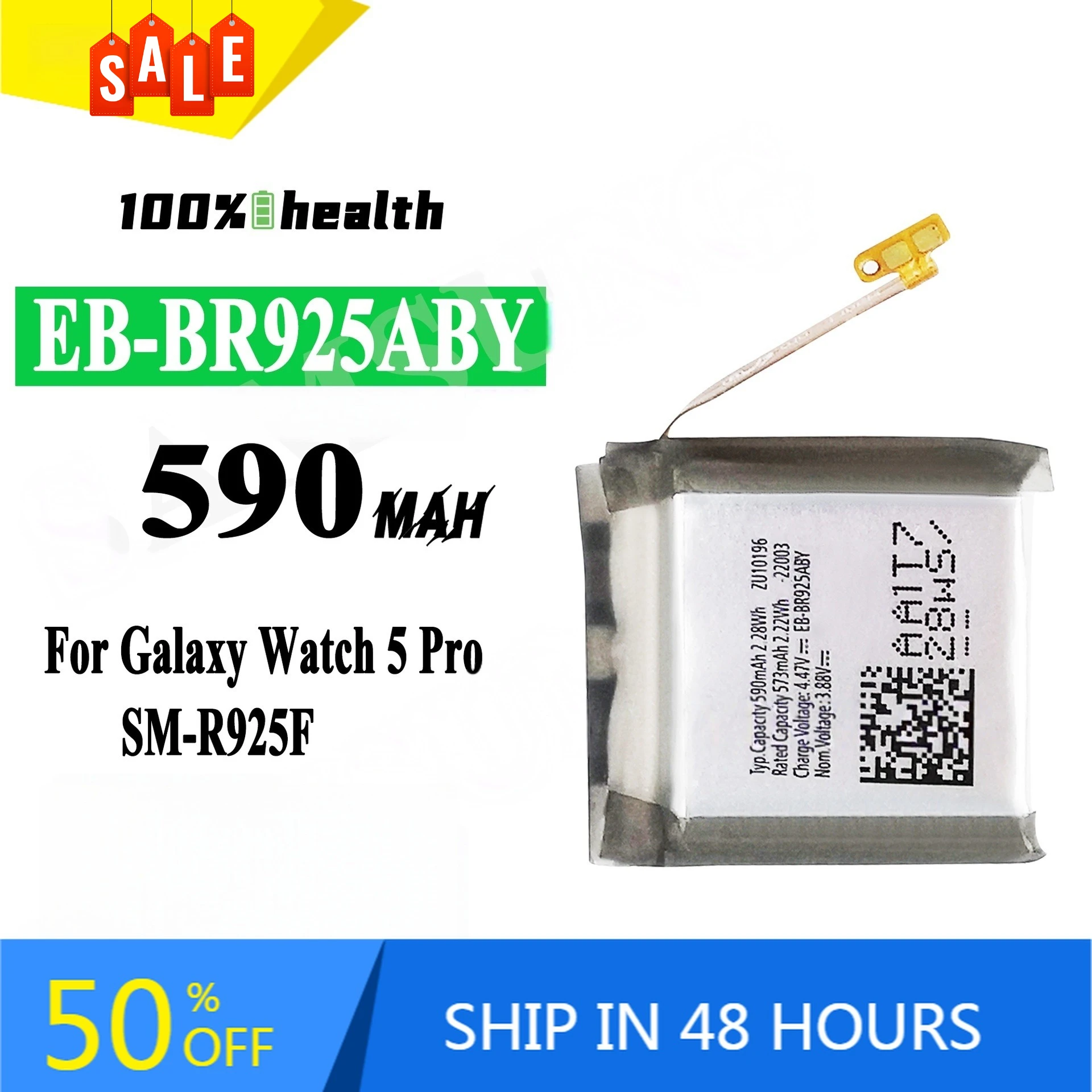 EB-BR925ABY 590mAh Watch Battery for Samsung Watch 5 Pro 45mm R920 Rechargeable Battery