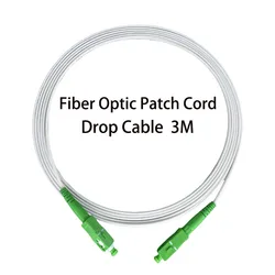 Drop Cable Optical Fiber Patch Cord SC APC-SC APC 3M FTTH Single Mode White  Jacket Single Mode Fiber Patch Cables