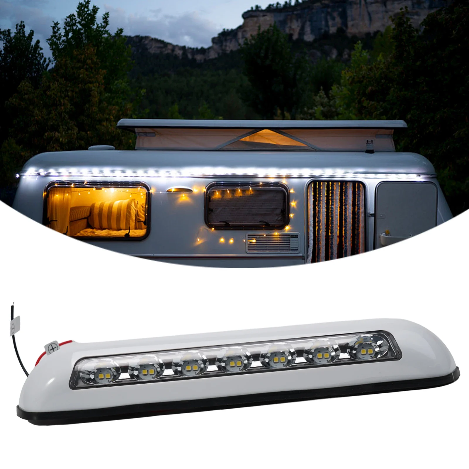 12V RV LED Awning Porch Light Waterproof Motorhome Caravan Van Camper Trailer Wall Lamps Light 6000K 8W White/warm White Led