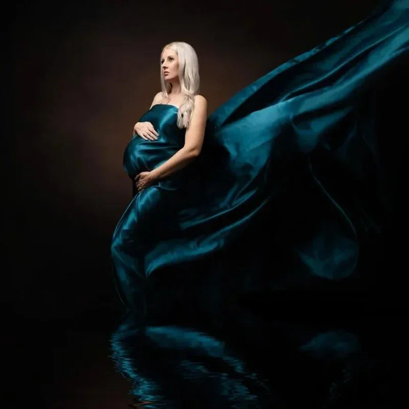 

Satin Maternity Photography Wrap - Silky Tossing Scarf for Baby Shower & Pregnancy Photos - Glossy Posing Fabric Prop