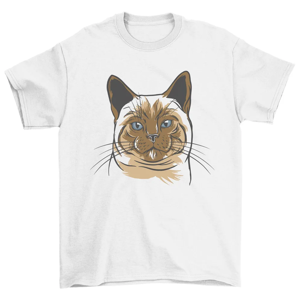 Siamese Cat T-Shirt Men Women Unisex High Quality 100%Cotton Short Sleeve