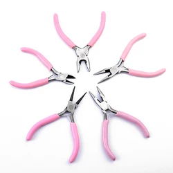 For DIY Jewelry Tool Pink Metal Mini Jewelry Pliers Cutter Chain Round Bent Nose Beading Making Repair Tool Kit