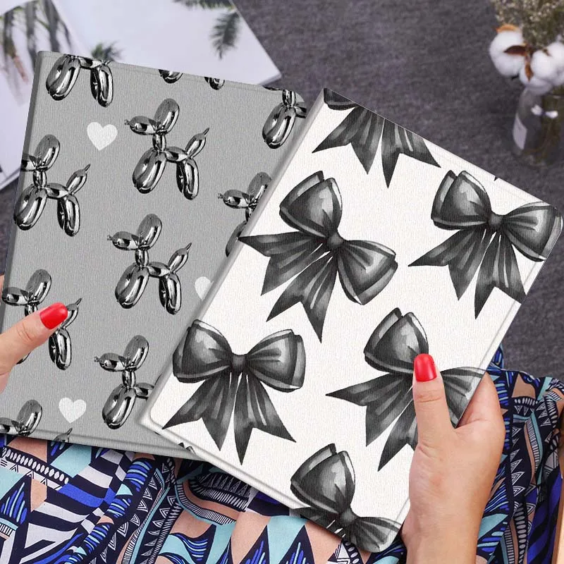 

Black Bowknot Pattern Design Tablet Case For Huawei Honor MatePad MediaPad Air 5 6 7 11 V6 V7 V8 V9 X9 X8 T10 T10s C5e T5 Gift