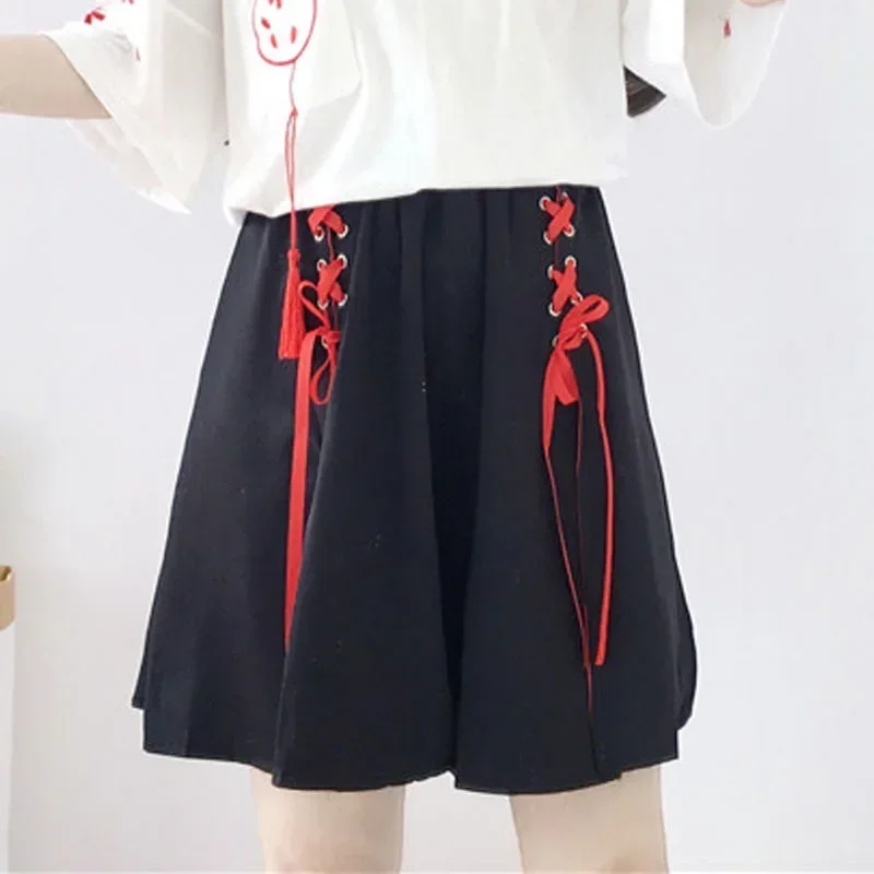 Zomer dameskleding anime Vos gedrukt kruis lint vrouwen Lolita Meisjes Harajuku lente zwarte top rok hoodies M17