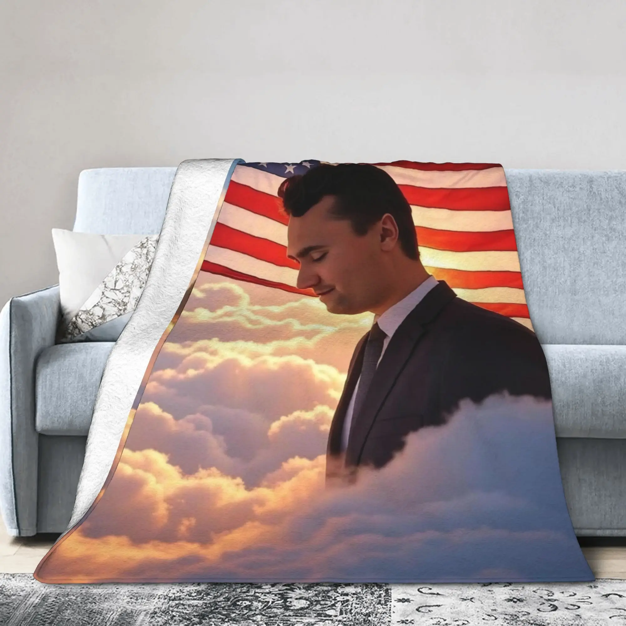 Charlie Kirk Angelic Advocate Coral Fleece Plush Throw Blanket  Blanket for Home Office Ultra-Soft Bedroom Quilt,