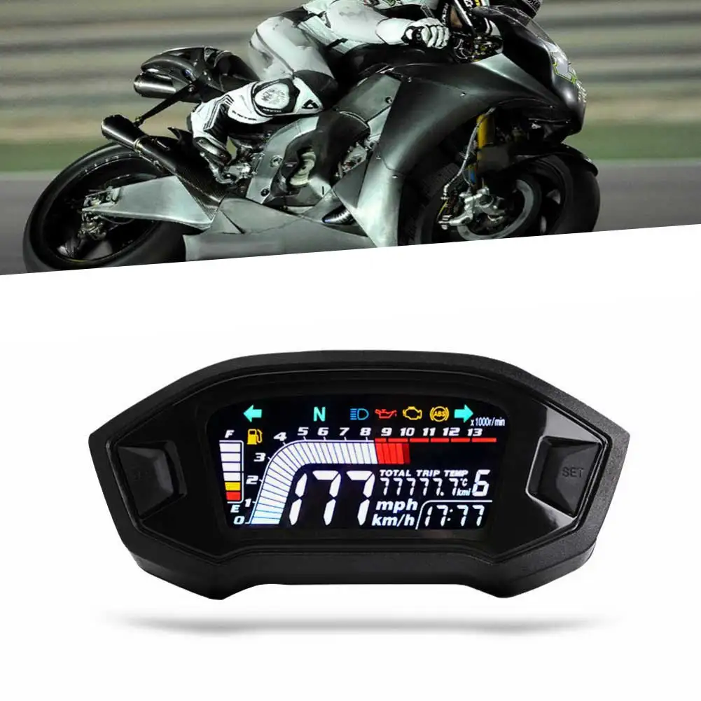 DC 8-12V Digital Odometer LCD Display Smart RPM Gauge LCD Instrument Cluster HD VA Panel Speedometer Odometer For Motorcycles