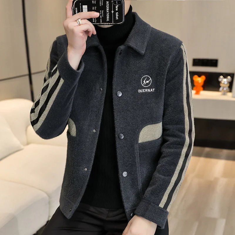 

Men's Woolen Coat 2025 Autumn Winter New Sle Camere Jaet Casual Thiened Coat Faionable Ci Life Youth Energy