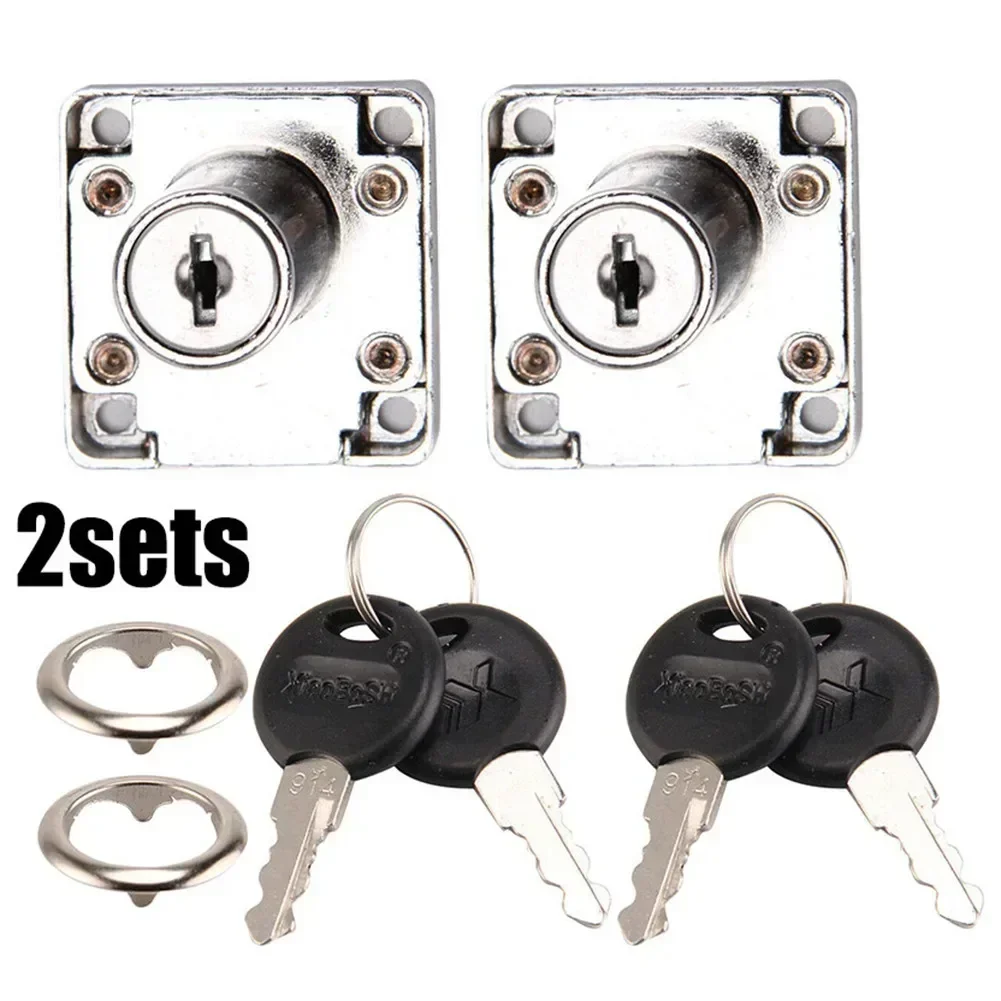 2 Pcs Cabinet Lock Sets 40x40mm Cam Drawer Lock Door Furniture Cabinet Letter Mailbox Cupboard Lock 2Locks 4Keys