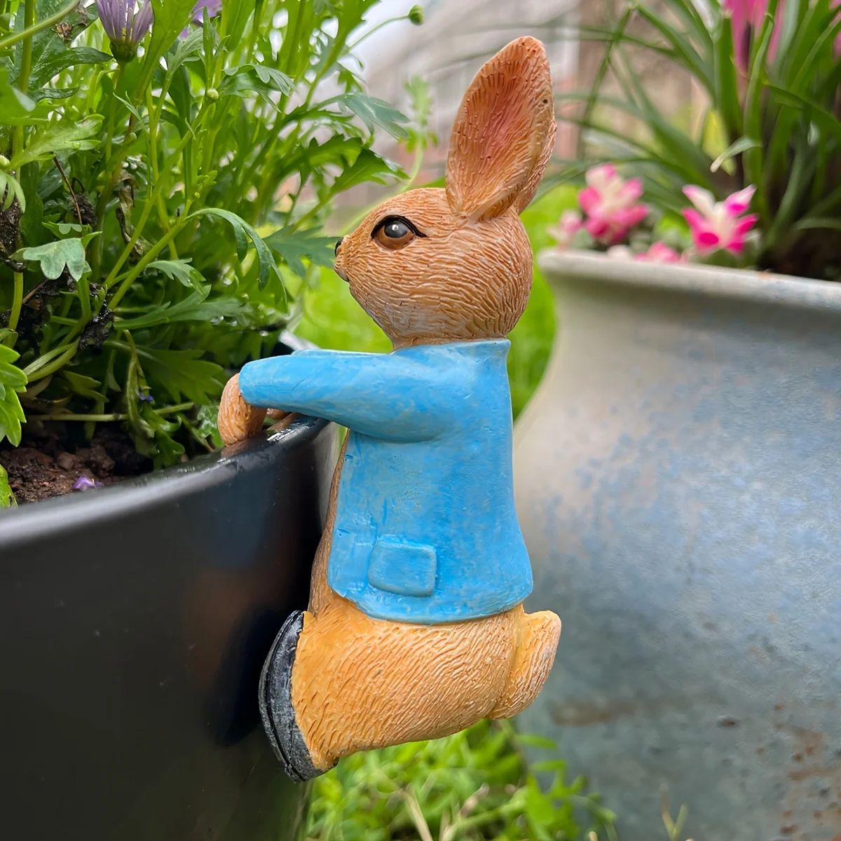 1 Stück Harz-Skulptur Hase Gartendekoration, Tierfigur aus Kunstharz für den Außenbereich, geeignet für Gärten, Rasenflächen und Terrassen - keine Batterien erforderlich, Innen- und Außenbereich, Gartendekorationen für draußen. – Detail 6