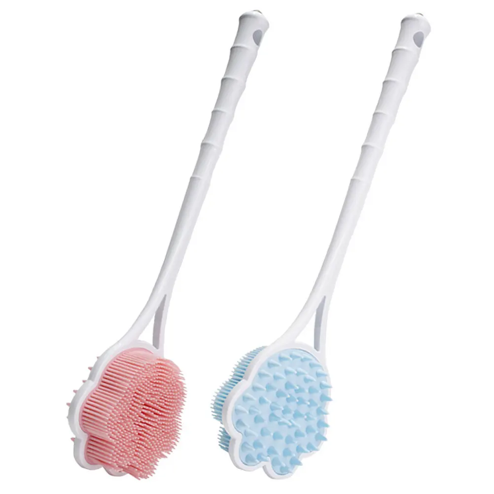

2Pcs Long Handle Shower Brush Exfoliating Back Scrubber Bath Tool for Men Women Elderly Bath Back Brush with Long Handle