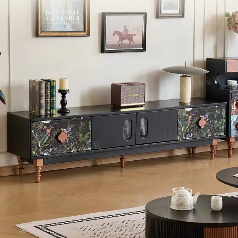 Dark Long Drawers Tv Cabinet Simple Decoration Lounges Luxury Tv Cabinet Living Room Storage Mueble De Tv Furniture For Home