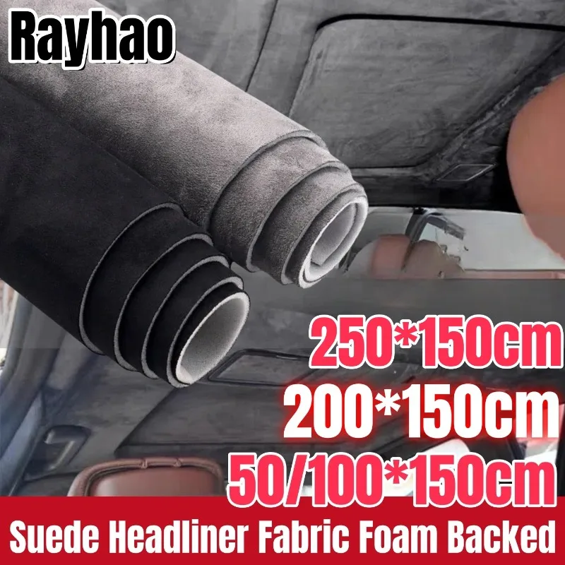 Tela de ante para cabeza, respaldo de espuma para embellecedor Interior de coche y camión, protege el envejecimiento, roto, descolorido, reemplazo DIY, tela de gamuza para techo de coche