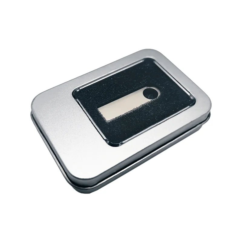 Free Custom Studio LOGO Mini Metal USB2.0 Flash Drive with Transparent Window Metal Box 4GB 8GB 16GB 32GB 64GB 128GB