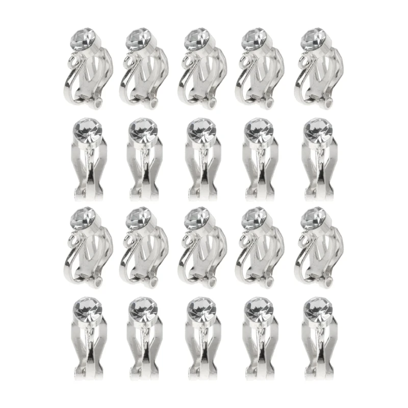 20 Pieces Clip-on Earring Converters Women’s Elegant Crystal Ear Clip Non-pierced Ear Hoop Comfort Skin Easy Open Close