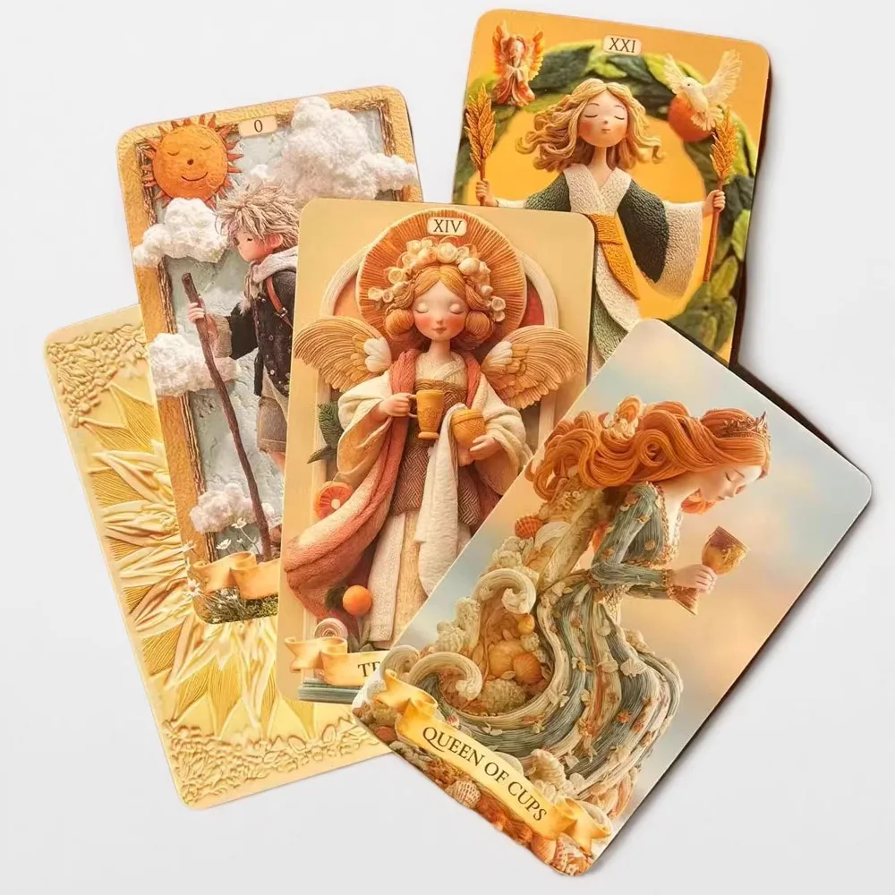 78 Tarot Cards Set, 13x8 Cm The Clay Arcana Tarot Card Game, From Mud to Soul, Handmade Secret Journey, Beginner Paper Manual