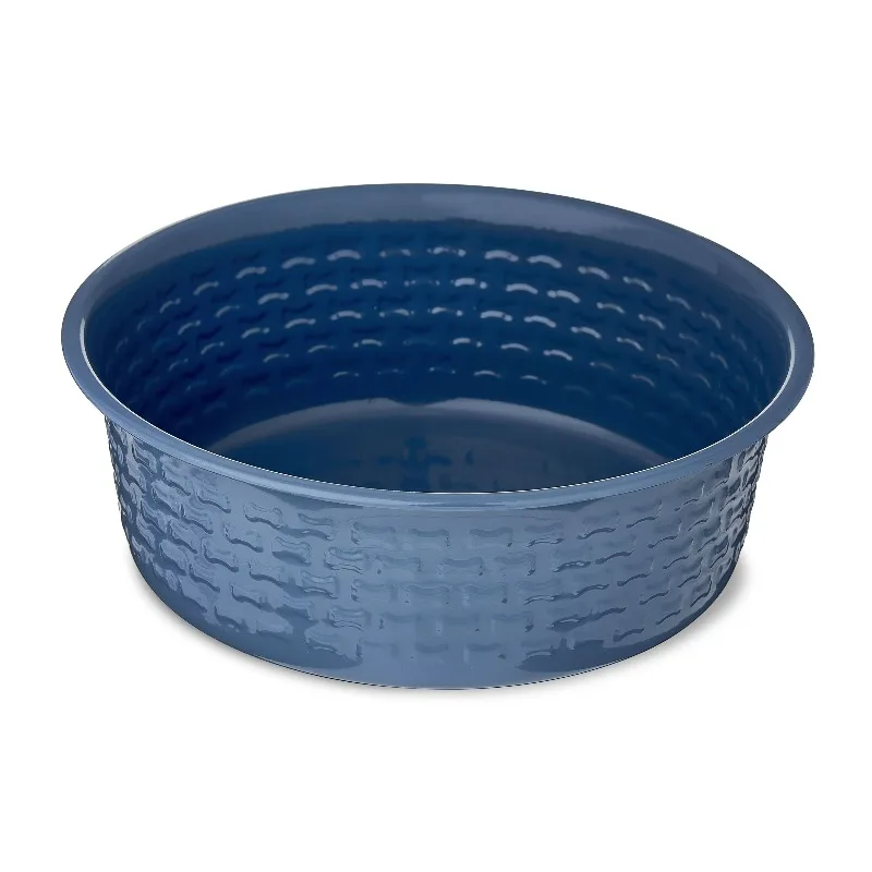 Large Stainless Steel Embossed Dog Bowl, Blue Bones