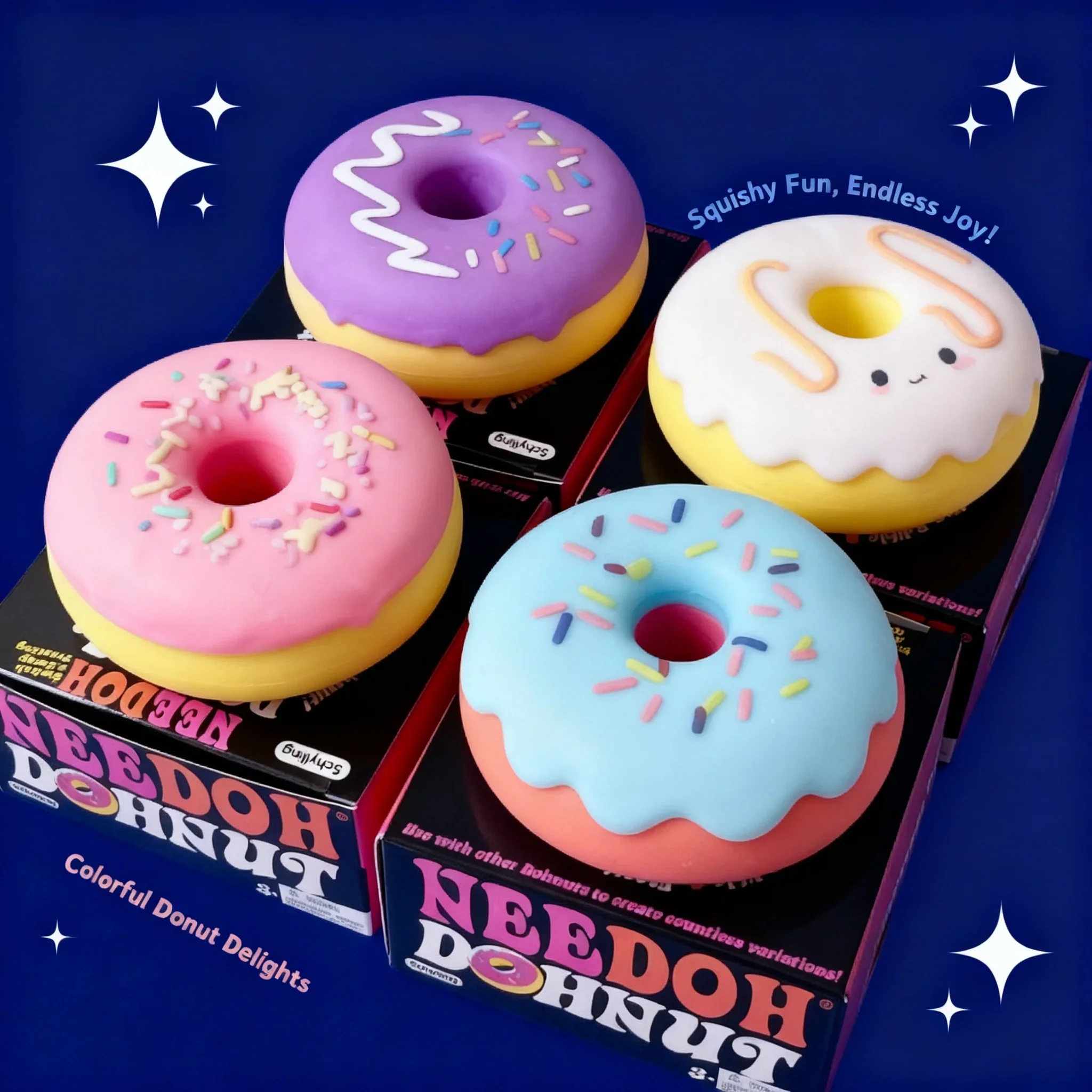 Schylling Needoh Dippin Dazzler Egg Donut Stress Relief Squishy Toy Cube Anti Anxiety Squeeze For Focus ADHD Gifts