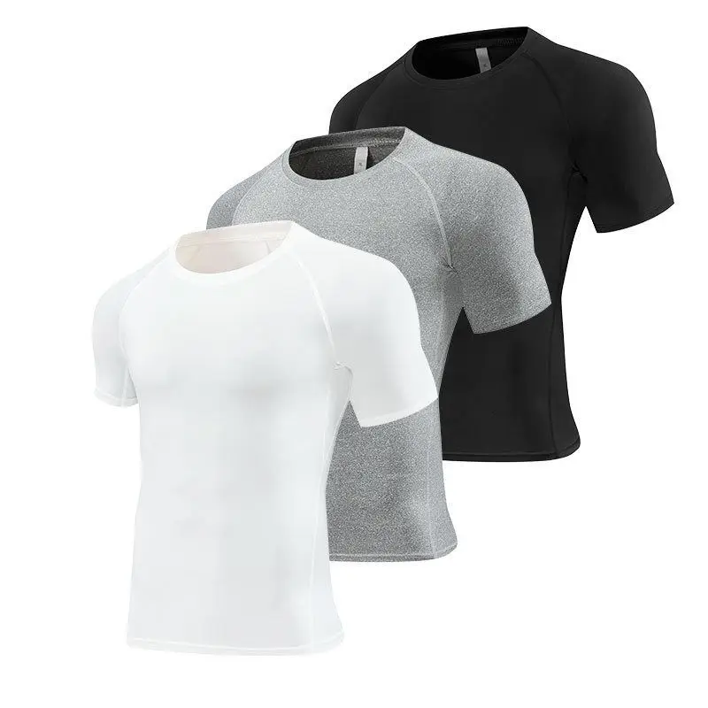

Men's Compression T-shirt Quick Dry Running Summer Breathable Football Suit Fitness Tight Sportswear Riding Short Sleeve S-3XL