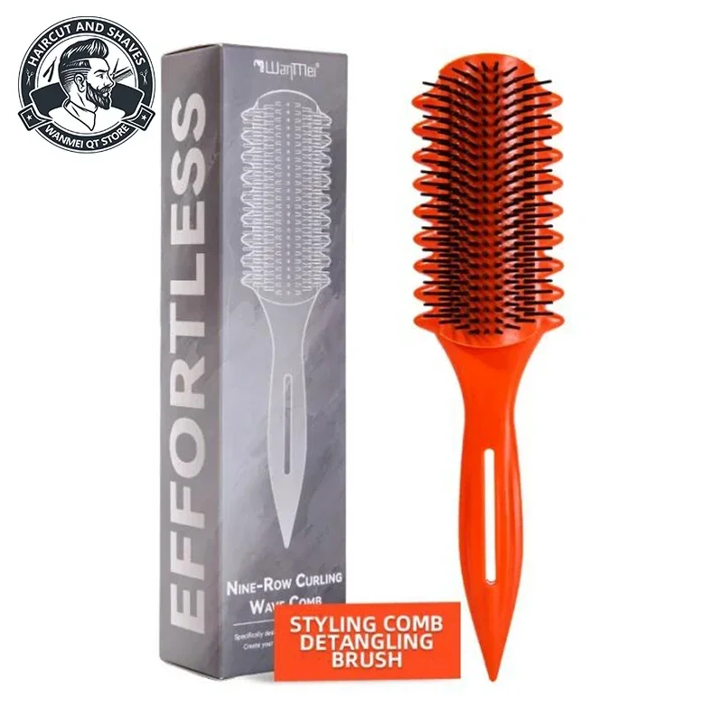 WANMEI 9-Row Curling Wave Comb Effortless Styling Detangling Brush Professional Hair Curler Comb Anti-Tangle Hairdressing Tool