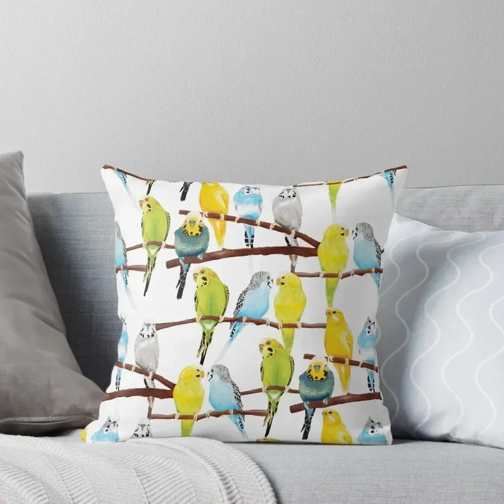 Budgie pattern watercolour Throw Pillow Decorative Cover For Living Room Sofa Covers For Living Room pillow