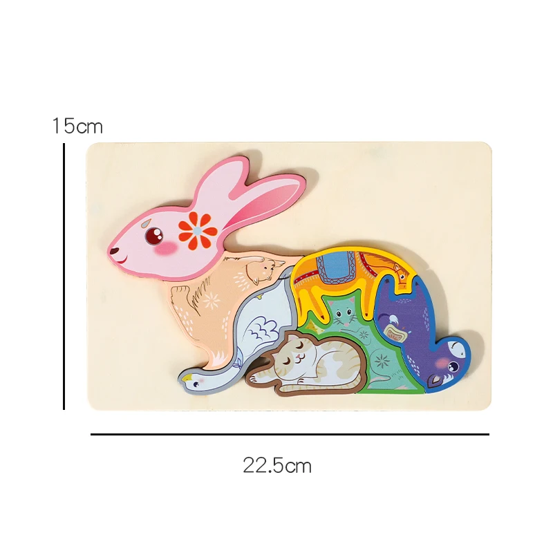 Puzzle en bois Montessori, jouets pour enfants, animaux de dessin animé, jeu de jouets éducatifs précoces, coffret cadeau pour enfants Tangram