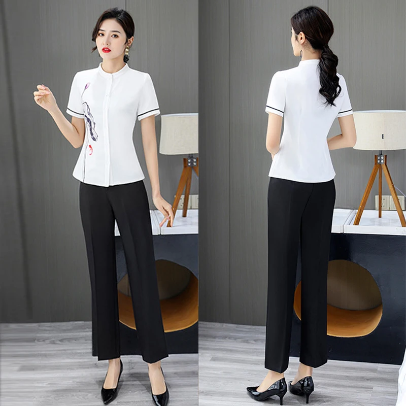 Technician Hotel Front Desk Work Clothes for Women Manicurists Pants Set Beauty Salon Uniform Fashion Spa Masseuse Clothing