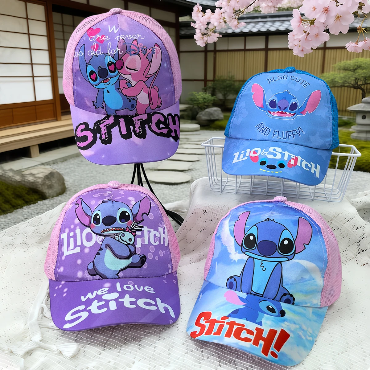 Casquette de baseball Lilo & Stitch, motif dessin animé mignon Stitch et Angel, réglable, en maille respirante, protection solaire, unisexe, cadeau d'anniversaire