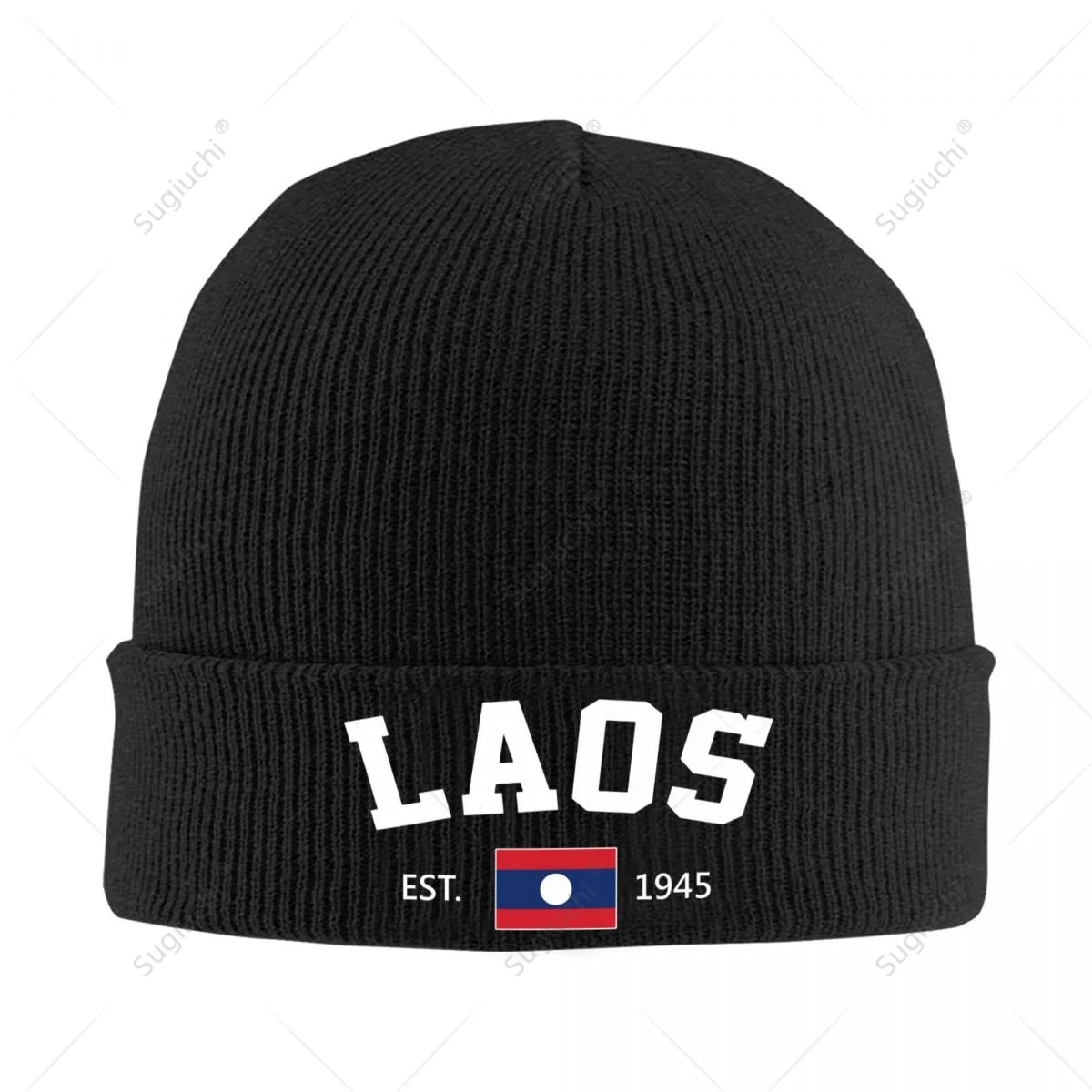 Knitted Hat Unisex Laos EST.1945 Independence Day For Men Women Boys Winter Autumn Beanie Cap Warm Bonnet