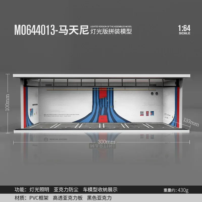 MOREART 1:64 Scale Diorama Car Garage Model Assemble LED Lighting Car Parking Lot Backdrop Display Scene Model Toy Collection