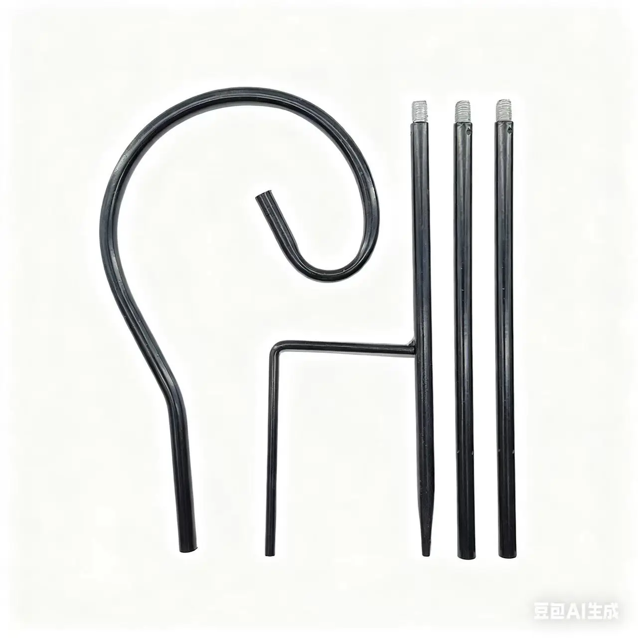 Cross-border shepherd's hook iron art ground stake hook metal craft ornament three-section detachable 81cm ground stake iron pie