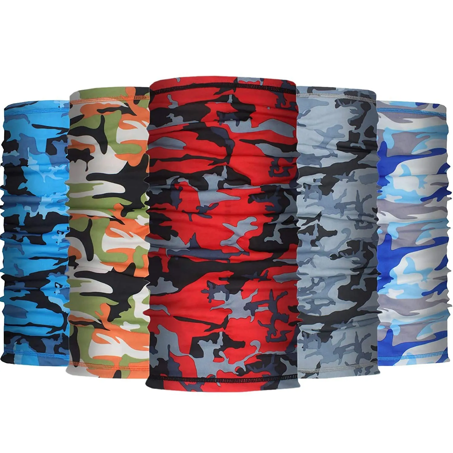 

AC22-5 Pack Neck Gaiter Face Mask Mens Womens Balaclavas UV Face Shield Scarf Multipurpose Headwear