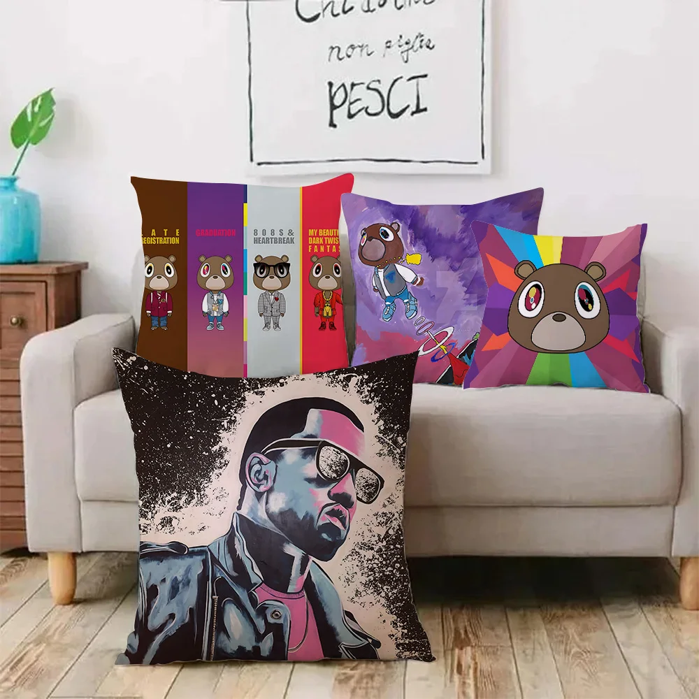 Hippop Kanye West Ye Rapper Pillow Covers Cartoon Sofa Decorative Home Double-sided Printing Short Plush Cute Cushion Cover