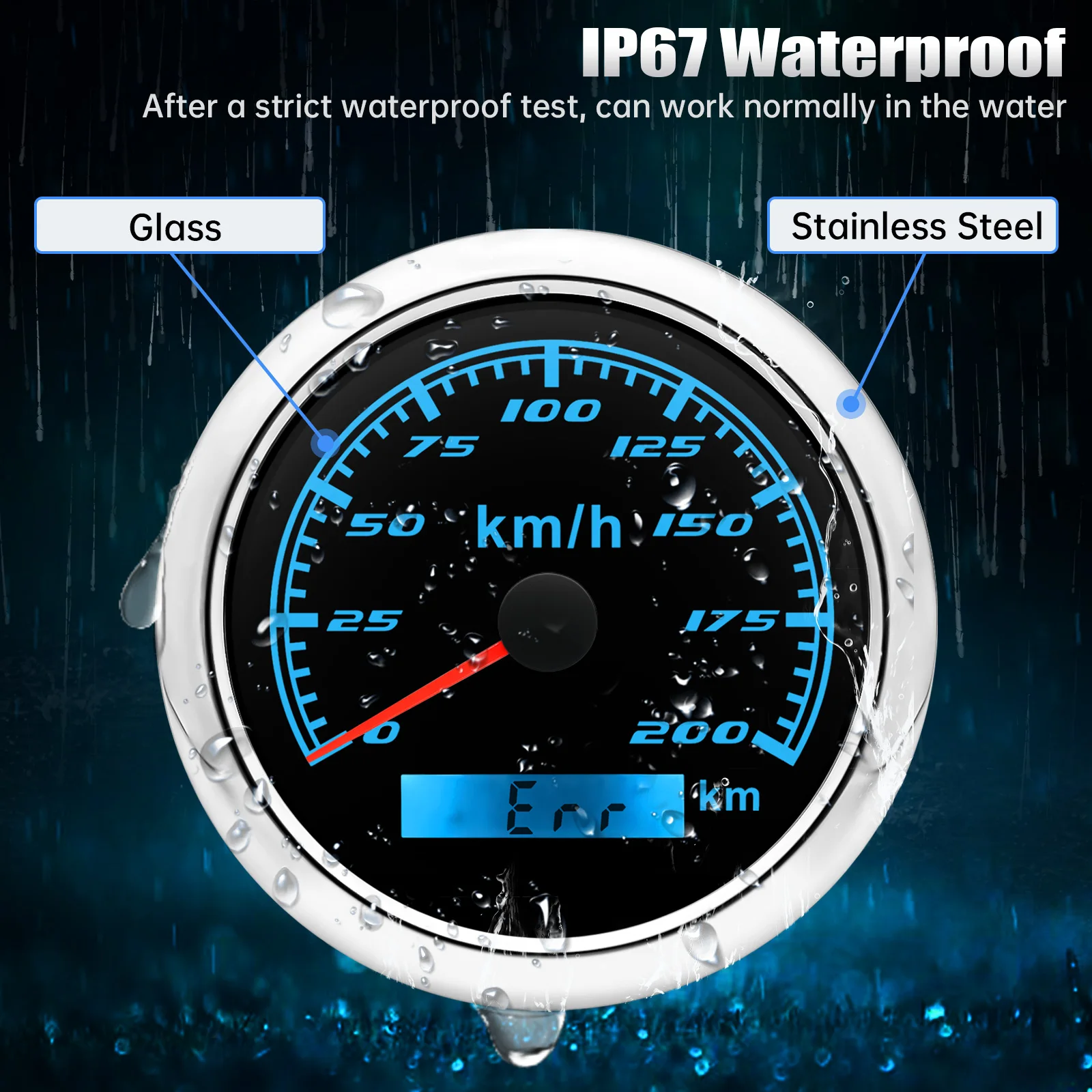 IKLAN 85Mm 7 Warna Lampu Latar LED GPS Pengukur Speedometer 30/60/120/200KMH Pengukur Kecepatan Meter dengan Antena GPS untuk Perahu Mobil Truk