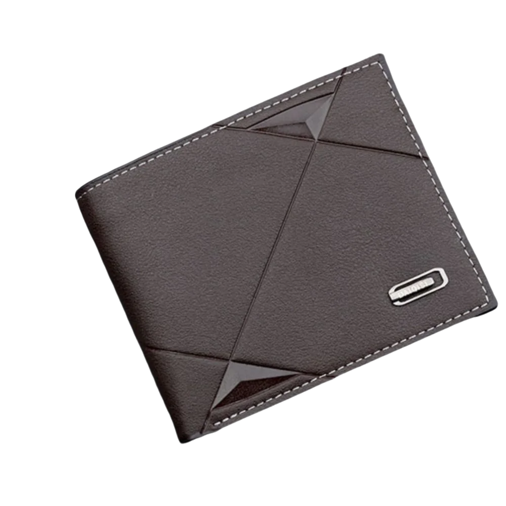 محفظة رجال الأعمال المحمولة القصيرة عادية بلون الذكور محفظة ثنائية الطي بولي Leather حقيبة النقود الجلدية عملة جيب السفر #1