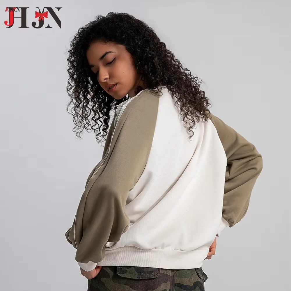 JHJN 2025 Otoño e Invierno sudadera nueva suelta ajuste Casual grueso cuello redondo Top versátil manga larga estilo americano sudaderas con capucha