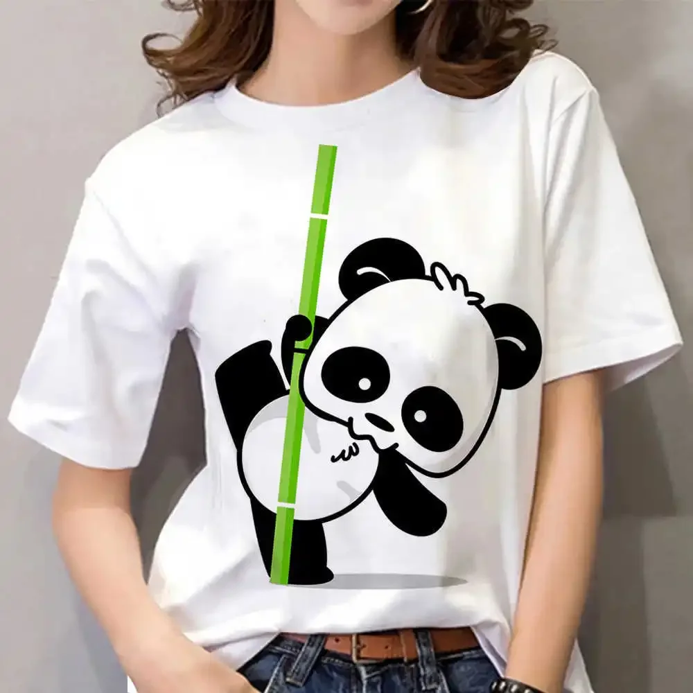 new style Panda Print Women's Casual Short Sleeve Fashion Everyday Everything T-shirt Oversized T Shirt  Aesthetic Clothes Tee