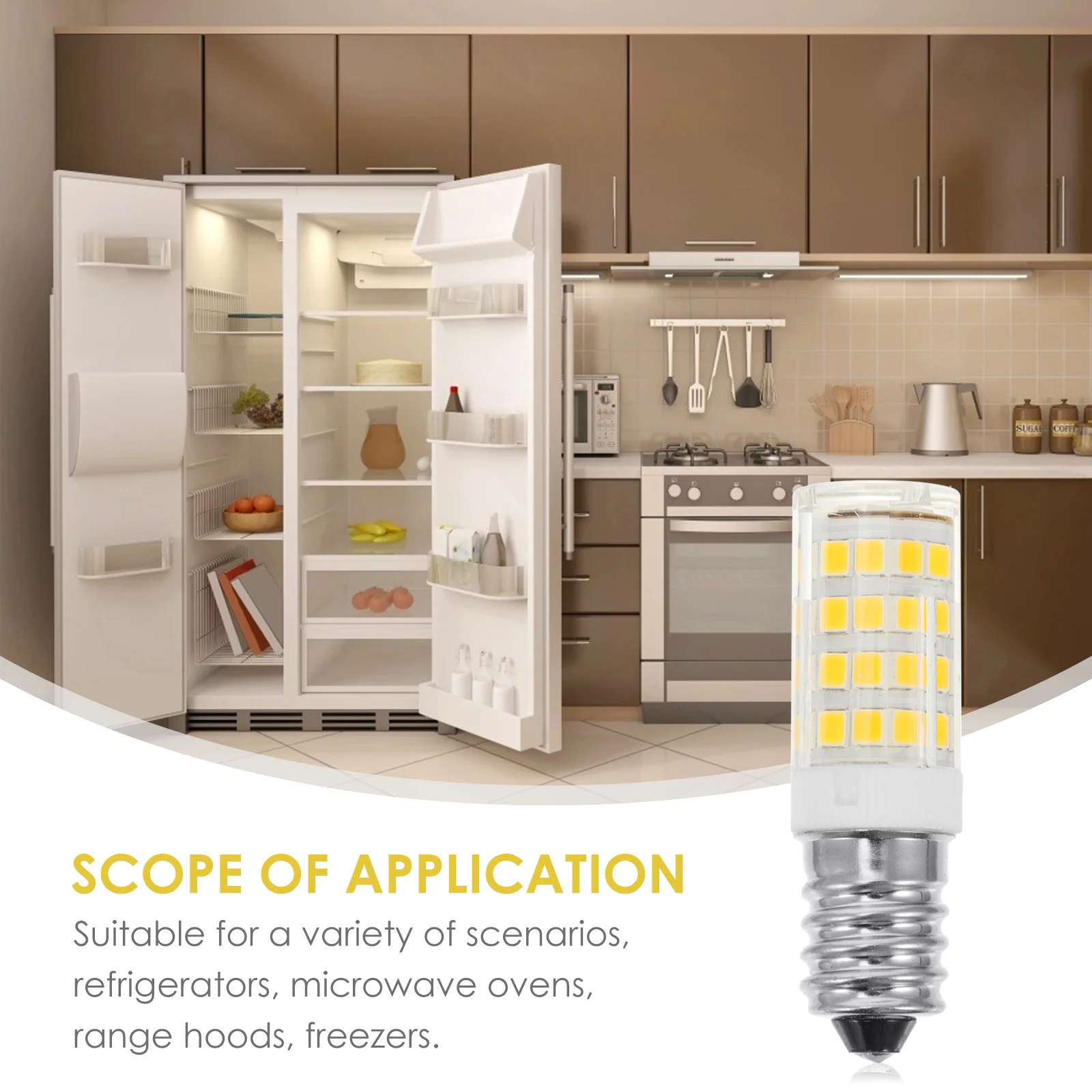 

4Pcs E14 LED Bulb 5W Refrigerator Light Replacement Bulb for Microwave Oven Range Hood Freezer Appliance Lamp Small Compact Size